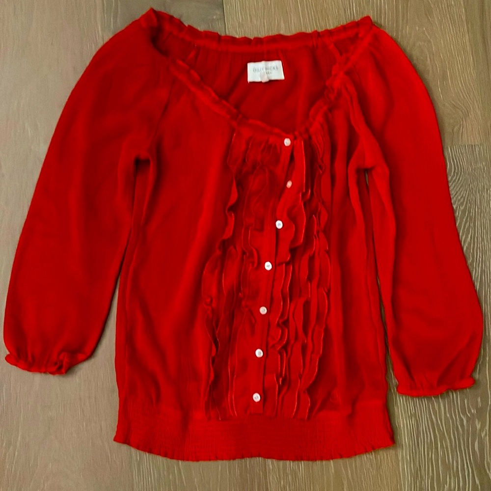 Gilly hicks red sheer blouse